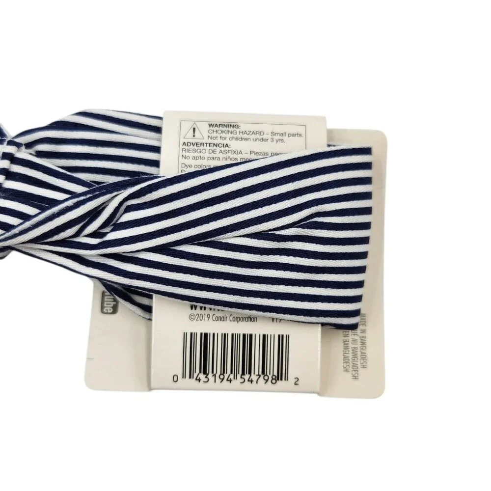 2X‎ Scunci Hair Headwrap White and Navy Blue Stripes 54798 Stretch 1 Pc Each